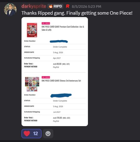 Real member success post from the Ripped Discord